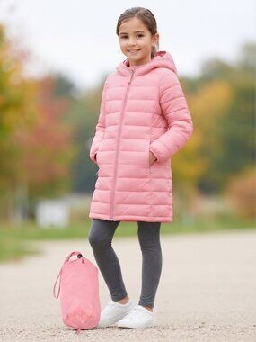 Amazon Essentials Girls Long Lightweight Hooded Puffer Jacket (Size L) - 10Y